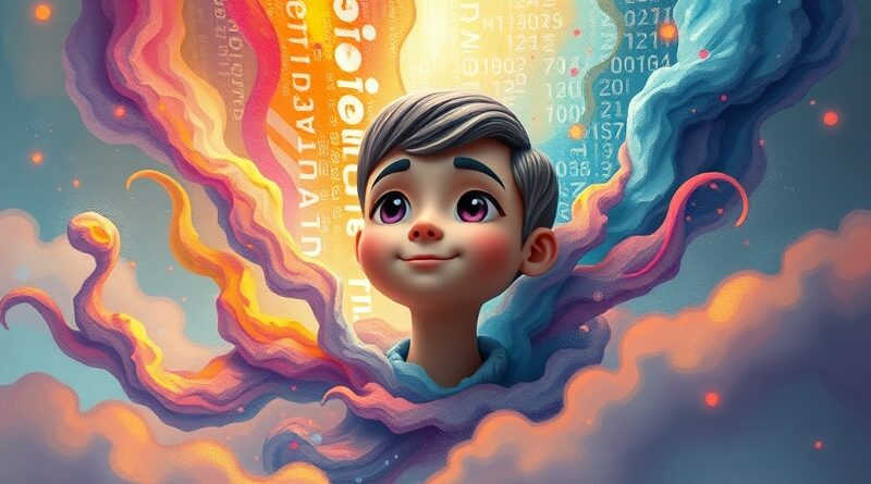 Cyfrowy awatar wyłania się z kodu i światła, symbol rozwoju i interakcji głosowych w Copilocie.