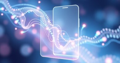 Abstrakcyjna wizja kodu tworzącego minimalistyczny interfejs smartfona Nothing z widgetami, w pastelowych kolorach.