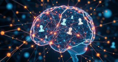 Abstrakcyjne połączenie mózgu AI z danymi, symbolizujące luki w prywatności i ulotność pamięci sztucznej inteligencji.