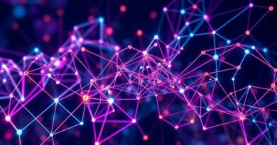 Abstrakcyjna sieć neuronowa symbolizuje Universal Deep Research: dynamiczne połączenia, innowacje AI, cutting-edge badania.