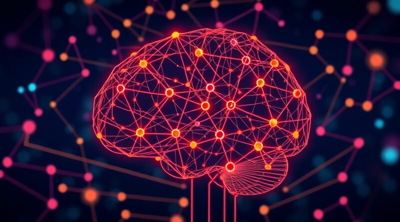 Cyfrowy mózg z połączonymi węzłami sieci neuronowych, symbolizujący reorganizację zespołu OpenAI ds. "osobowości" ChatGPT.