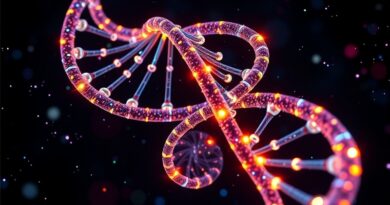 Spiralna galaktyka DNA i sieci neuronowe, bioluminescencja, kosmiczne tło. Symbol AI w bioinformatyce.