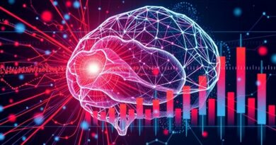 Abstrakcyjna wizualizacja danych: AI przewiduje głosy akcjonariuszy, dynamika sieci, prądy informacji, wykresy wyników.