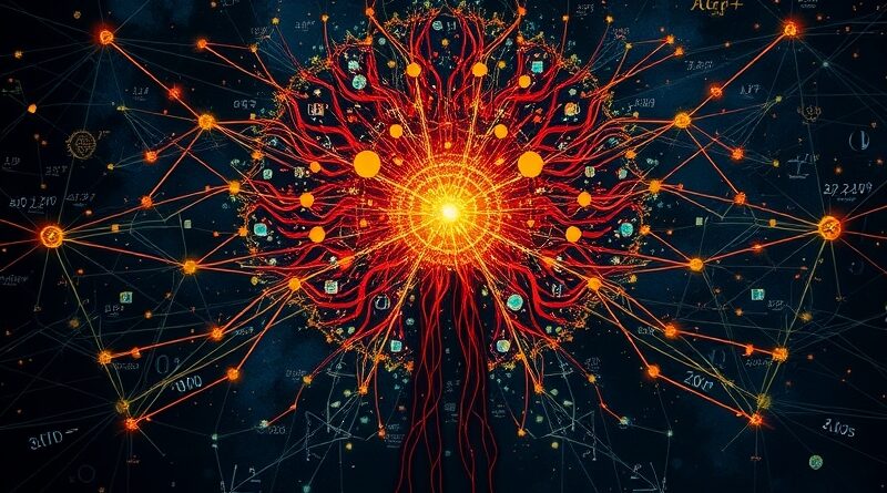 Kosmiczne drzewo neuralne, symbol sztucznej inteligencji samodzielnie rozwiązującej problemy matematyczne i programistyczne.