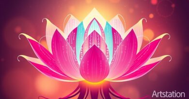 Kwitnąca sieć neuronowa Hunyuan-MT-7B jako lotos, symbol wielojęzycznego tłumaczenia maszynowego od Tencent.