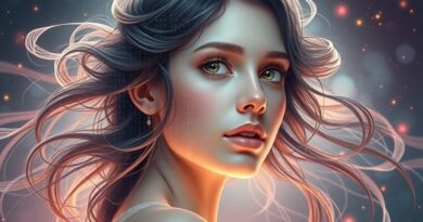 Eteryczny portret muzy, jej twarz rozpływa się w binarnym kodzie; ARGUS Yandex.