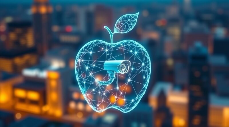 Sieć neuronów w kształcie jabłka, symbolizująca przejęcie Prompt AI przez Apple i rozwój AI.