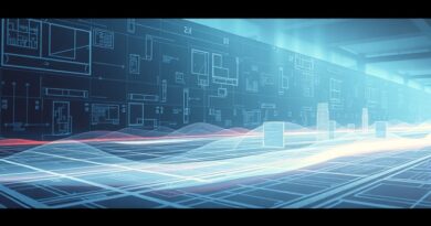Abstrakcyjny plan cyfrowy, linie kodu splatające się z architekturą, symbolizujący Plan Mode Cursora.