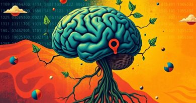 Mózg opleciony korzeniami, kodem - metafora wpływu AI na wybory, np. weganizm.