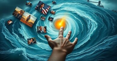 Huragan dezinformacji AI na Jamajce: ręka sięga po prawdę w cyfrowym chaosie burzy.