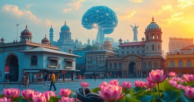 Futurystyczny Bengaluru: AI przejmuje obsługę klienta, ludzkie biura odchodzą w przeszłość.