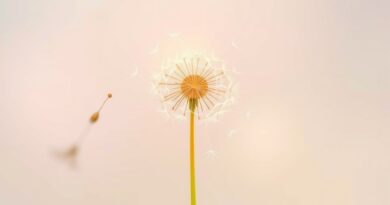 Luminous dandelion seed connects nature and AI, symbolizing hope for human-centered technology.