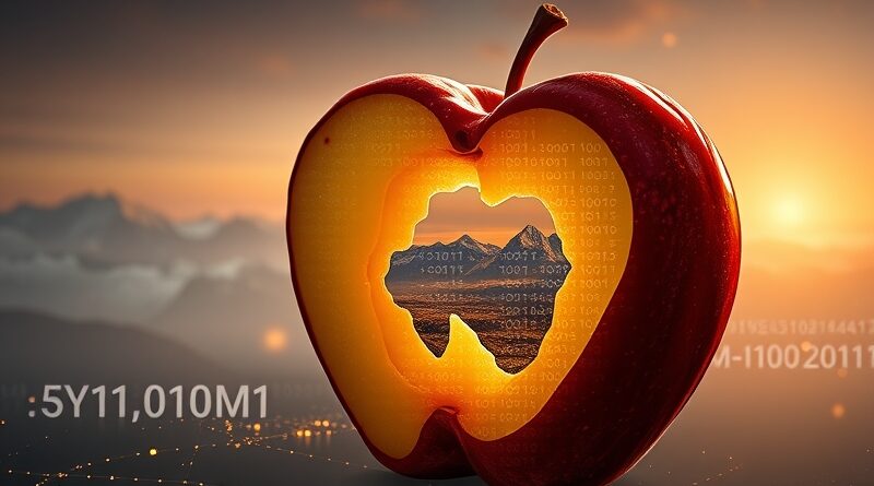 Rozpadające się jabłko, kod binarny, metaverse Mety. Melancholijna wizja odejścia szefa AI Apple.