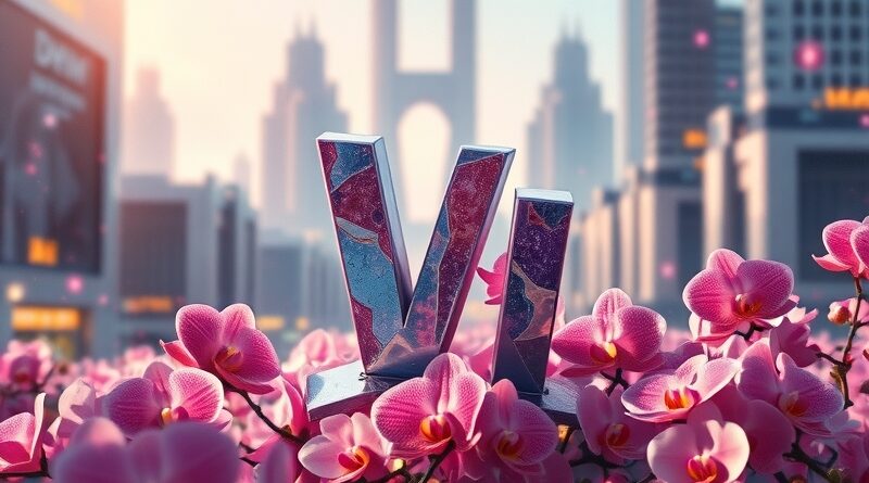 Roztrzaskana rzymska szóstka wśród cyfrowych orchidei symbolizuje ewolucję GPT-5 zamiast rewolucji GPT-6 od OpenAI.