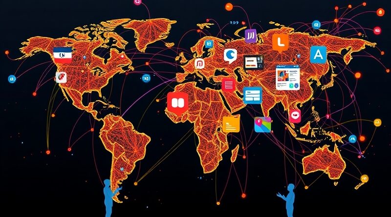 Interaktywna sieć neuronowa w kształcie globu z przyciemnioną UE, symbolizująca globalny dostęp do ChatGPT.