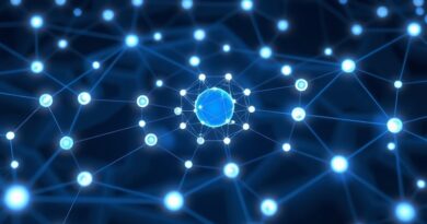 Sieć połączonych węzłów AI, centralny węzeł OpenAI. Futuryzm, potencjał automatyzacji, Agent Builder.