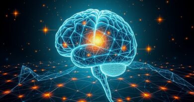 Mózg z danych wznoszący się ku wykresowi giełdowemu, symbolizujący wartość OpenAI.