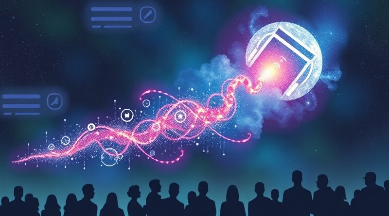 Nebula w kształcie komety z oknami przeglądarek, symbolizująca Comet AI i przepływ danych.