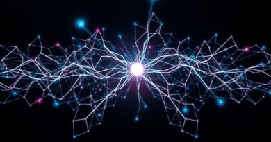 Abstrakcyjna sieć neuronowa, symbolizująca proces uczenia i analizy danych w Reinforcement Learning Pretraining NVIDIA.