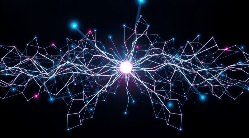 Abstrakcyjna sieć neuronowa, symbolizująca proces uczenia i analizy danych w Reinforcement Learning Pretraining NVIDIA.