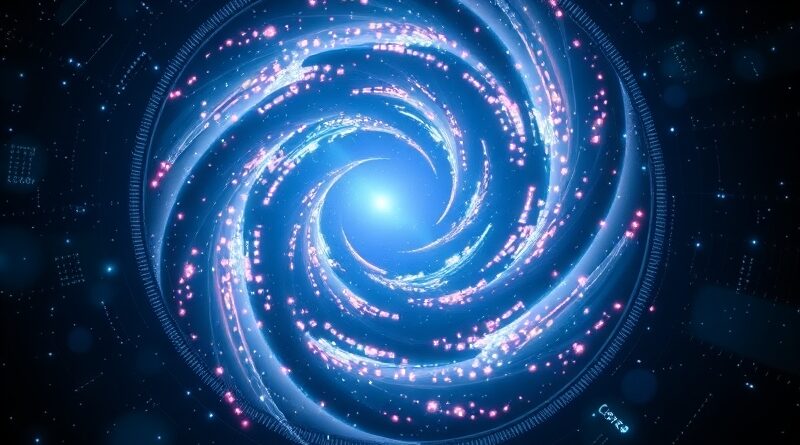 Eteryczna nebula kodu owija centralny binarny system gwiazd, z subtelnym logo Salesforce w tle.