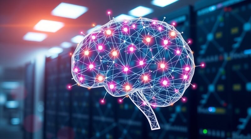 Abstrakcyjna sieć neuronowa tworząca mózg, symbolizuje AI i 'vibe coding' w Salesforce Agentforce Vibes.