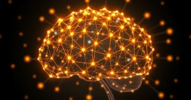 Świecąca sieć neuronowa symbolizująca optymalizację wnioskowania AI, z wykorzystaniem LMCache firmy Tensormesh.