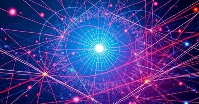 Futurystyczna sieć neuronowa symbolizująca DeepAgent, z pulsującym rdzeniem i strumieniami danych.