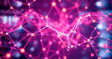 Abstrakcyjna sieć neuronowa, symbolizująca AI FLUX.2, z precyzyjnymi połączeniami i futurystycznym tłem.