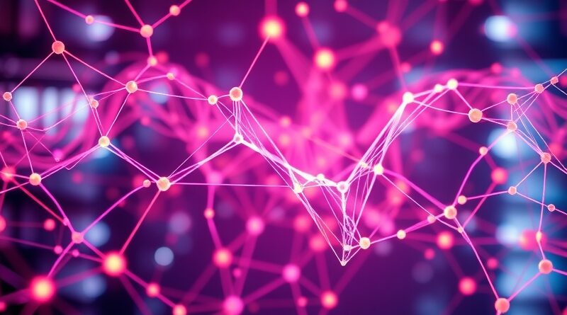 Abstrakcyjna sieć neuronowa, symbolizująca AI FLUX.2, z precyzyjnymi połączeniami i futurystycznym tłem.