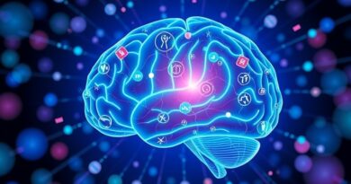 Rozświetlony mózg spleciony z sieciami danych, symbolizujący postęp medycyny personalizowanej dzięki AI.