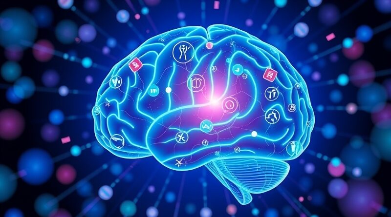 Rozświetlony mózg spleciony z sieciami danych, symbolizujący postęp medycyny personalizowanej dzięki AI.