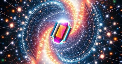 Spiralna galaktyka połączonych sieci neuronowych, emanująca światłem. Centralny, wielopłaszczyznowy klejnot symbolizuje multimodalność Gemini 3.