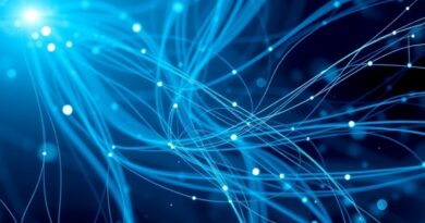 Abstrakcyjne sploty włosów i sieci neuronowe w chłodnych barwach, symbolizujące MyHair AI - diagnozę wypadania włosów.