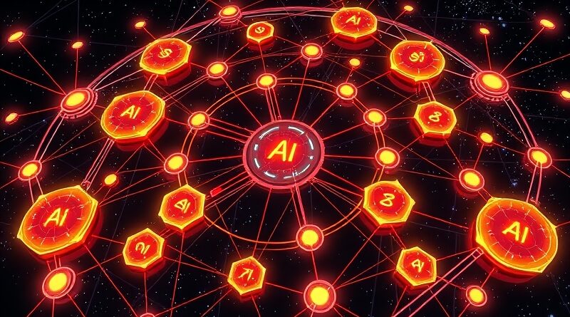 Kompleksowa sieć AI, z Orchestratorem-8B w centrum, efektywniej zarządzająca modelami językowymi.