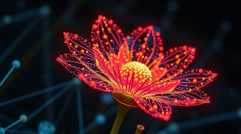 Bioluminescencyjna sieć neuronowa kwitnąca w ciemności, symbol postępu emocjonalnej inteligencji AI (Grok 4.1).