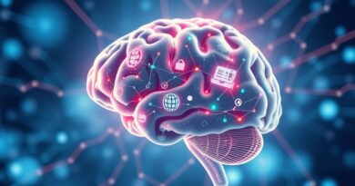 Mózg z obwodów scalonych i interfejs AI symbolizujący wielozadaniowość Claude'a.