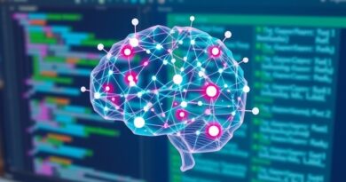 Abstrakcyjna sieć neuronowa na tle kodu i Slacka, symbolizująca integrację Claude Code z platformą komunikacyjną.