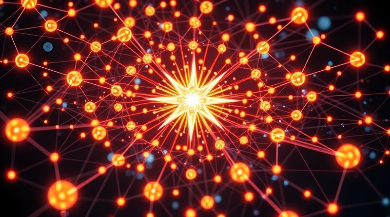 Świecąca sieć agentów AI połączonych światłem, z centralną gwiazdą Gemini i symbolicznymi zabezpieczeniami danych.