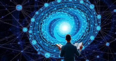 Renesansowa wizja sieci neuronowej DeepSeek-V3.2 w kosmosie, symbolizująca przełom w AI i rozumowaniu.