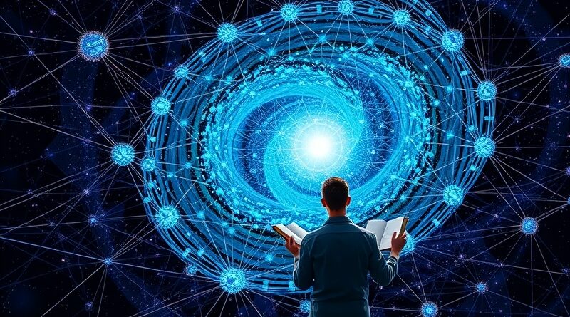 Renesansowa wizja sieci neuronowej DeepSeek-V3.2 w kosmosie, symbolizująca przełom w AI i rozumowaniu.