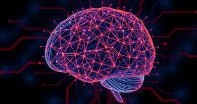 Abstrakcyjny mózg sieci neuronowej, dynamiczny i kolorowy, symbolizuje ewolucję i uczenie się agentów LLM z Evo-Memory i ReMem.