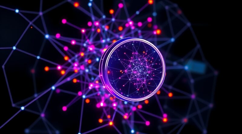 Abstrakcyjna sieć neuronowa z mikroskopem, symbolizująca odkrywanie wewnętrznych struktur i procesów modeli AI.