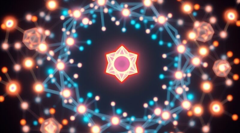 Abstrakcyjna sieć neuronowa z centralnym, pulsującym klejnotem symbolizującym Gemini i kodowe figury – Opal integruje się z Gemini.