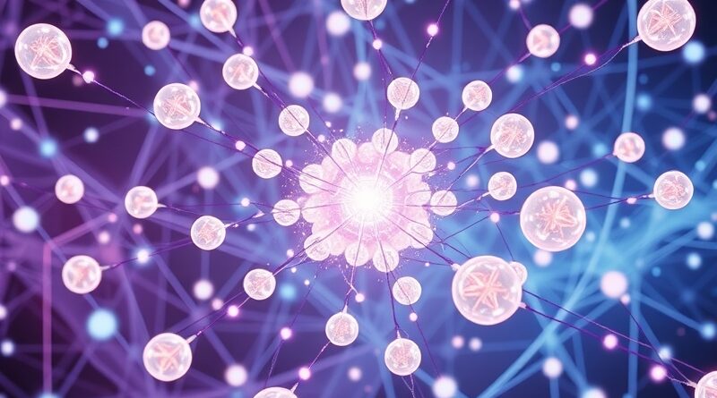 Świecąca sieć pamięci z fragmentami wspomnień w pastelowej, neuralnej przestrzeni AI Meta.