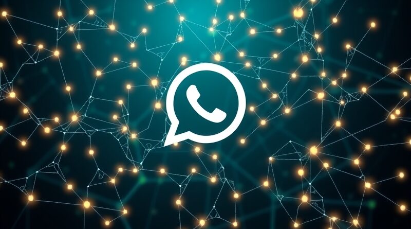 Sieć neuronowa z logo WhatsApp częściowo zasłonięta flagą UE. Regulacje AI pod lupą.