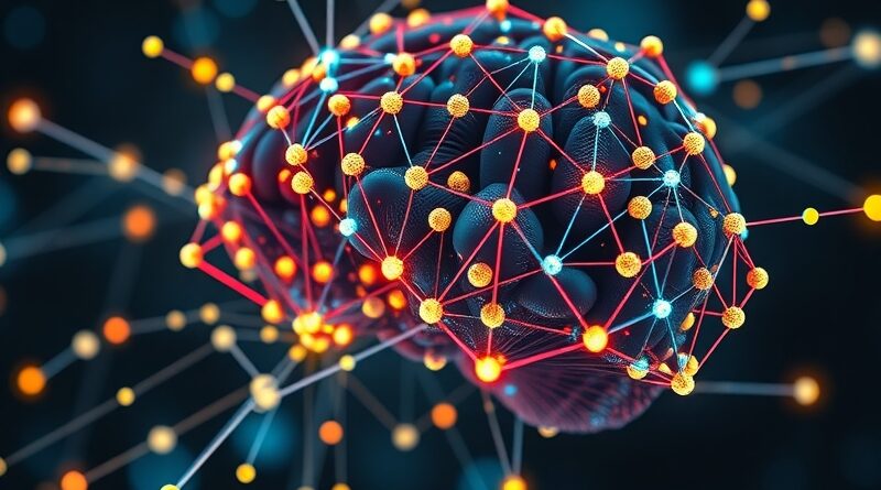 Sieć danych jak mózg, pulsująca energią w futurystycznym laboratorium Micro1. Etos rozwoju AI.