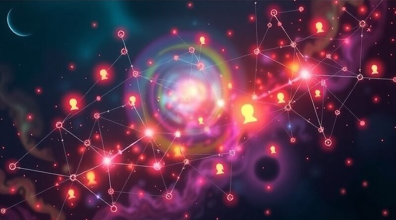 Konstelacje połączonych gwiazd tworzące sylwetki ludzi na tle mgławicy, symbolizujące zaangażowanie klienta i rozwój MoEngage.