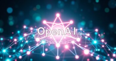 Sieć połączonych węzłów w kształcie logo OpenAI. Symbolizuje ekosystem aplikacji firm trzecich w ChatGPT.