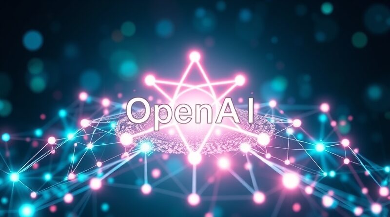 Sieć połączonych węzłów w kształcie logo OpenAI. Symbolizuje ekosystem aplikacji firm trzecich w ChatGPT.